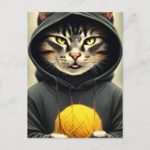 Katze mit einem Ball aus Garn Postkarte