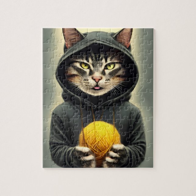 Katze mit einem Ball aus Garn Puzzle (Vertikal)