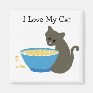 Katze mit einem Blue Food Disc Magnet