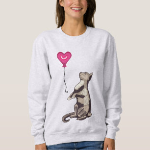 Katze mit einem Heart Balloon Women's Sweatshirt