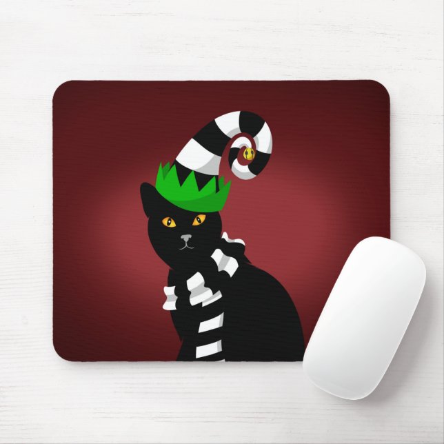 Katze mit einem lustigen Hut und Scarf Mousepad (Mit Mouse)