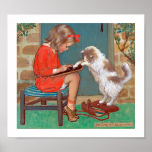 Katze mit einem Mädchen, Jessie Willcox Smith Poster