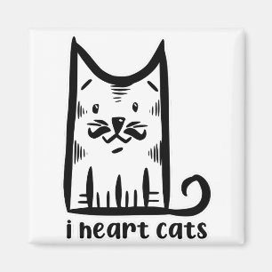 Katze mit einem Stilftigen Schnurrbart, Herzkatzen Magnet
