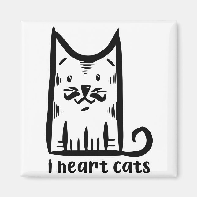 Katze mit einem Stilftigen Schnurrbart, Herzkatzen Magnet (Vorne)