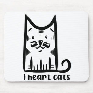 Katze mit einem Stilftigen Schnurrbart, Herzkatzen Mousepad