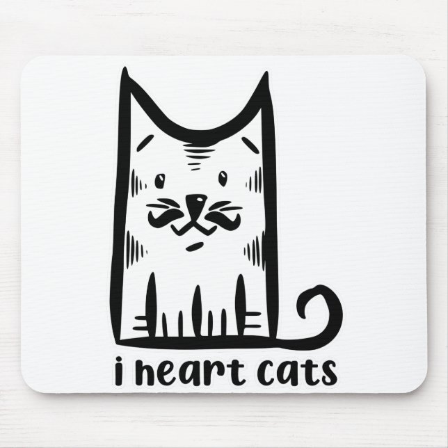 Katze mit einem Stilftigen Schnurrbart, Herzkatzen Mousepad (Vorne)