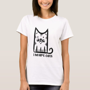Katze mit einem Stilftigen Schnurrbart, Herzkatzen T-Shirt