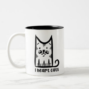 Katze mit einem Stilftigen Schnurrbart, Herzkatzen Zweifarbige Tasse