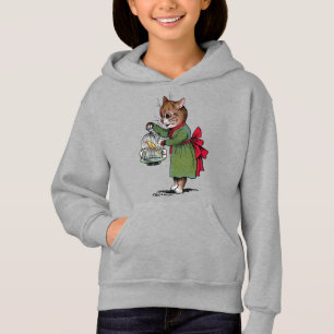 Katze mit einem Vogelkäfig, Louis Wain Hoodie