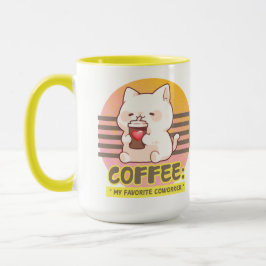 Katze mit einem Zitat aus einer Kaffeetasse