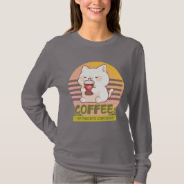 Katze mit einem Zitat aus einer Kaffeetasse T-Shirt