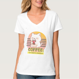 Katze mit einem Zitat aus einer Kaffeetasse T-Shirt