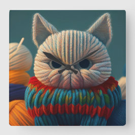 Katze mit einer "Hauptstadt "A"-Einstellung Quadratische Wanduhr