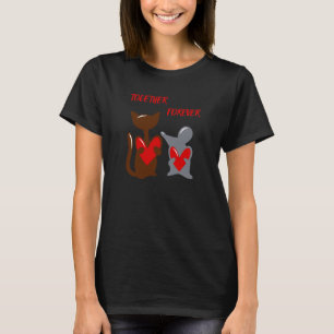 Katze mit einer Maus, die Herz in ihren Pfoten häl T-Shirt