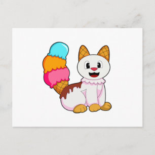 Katze mit Eisstiel Postkarte