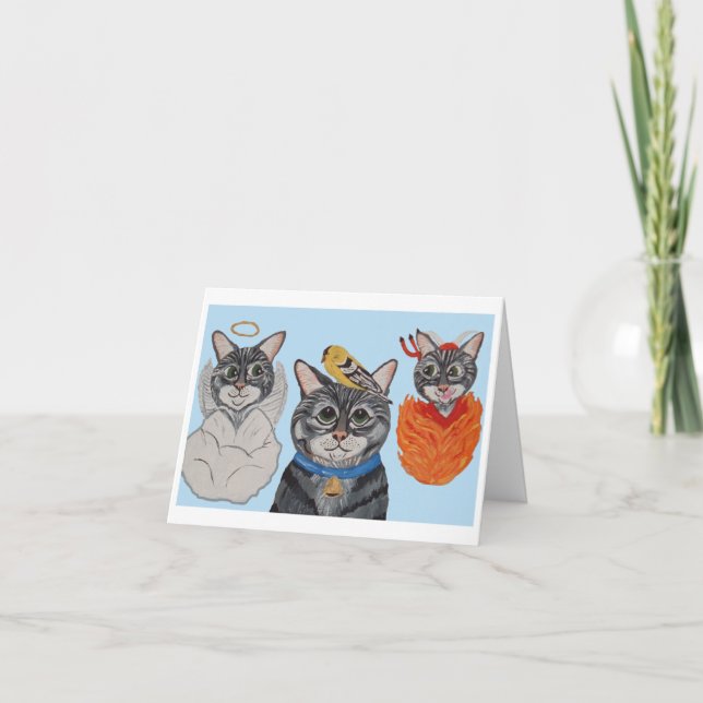 Katze mit Engel und Teufel Ankündigung (Vorderseite)