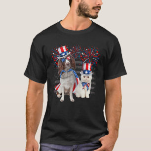 Katze mit englischer Springer Spaniel Sonnenbrille T-Shirt