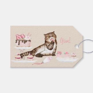 Katze mit Extravaganten Kuchen und Zuckerguss Bäck Geschenkanhänger