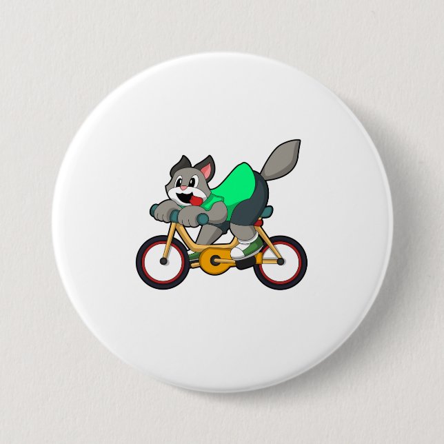 Katze mit Fahrrad Button (Vorderseite)