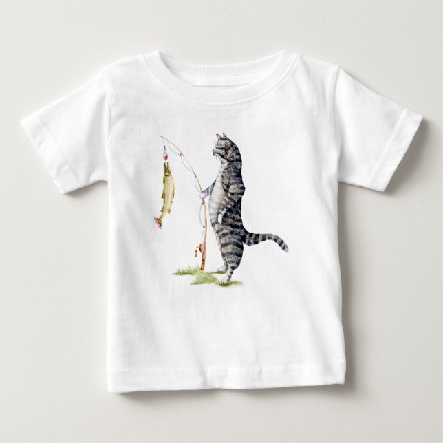 Katze mit Fisch Baby T-shirt (Vorderseite)