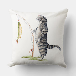 Katze mit Fisch Kissen