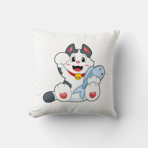 Katze mit Fisch Kissen