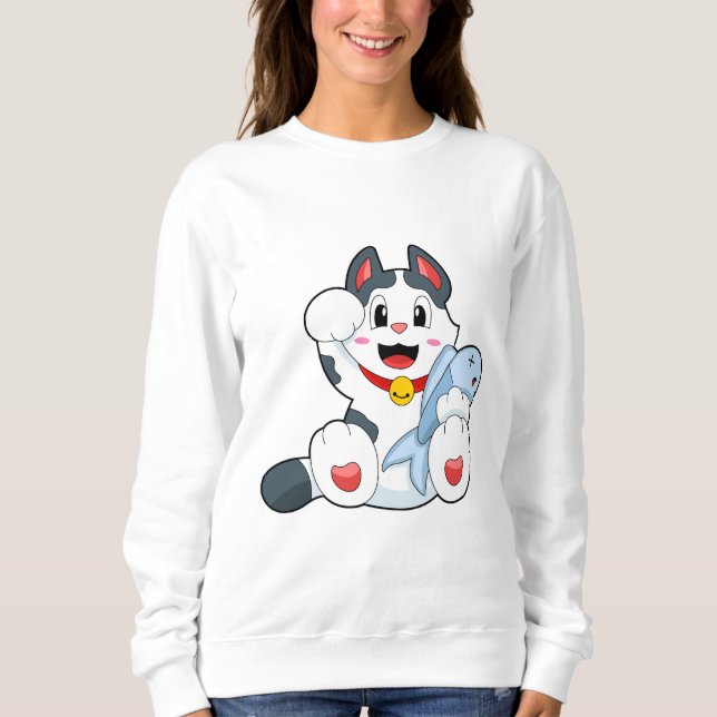Katze mit Fisch Sweatshirt (Vorderseite)