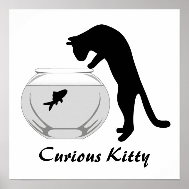 Katze mit Fischkeule-Plakat Poster (Vorne)