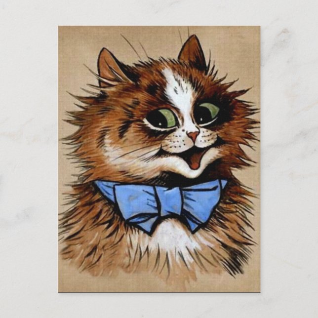 Katze mit Fliege Postkarte (Vorderseite)