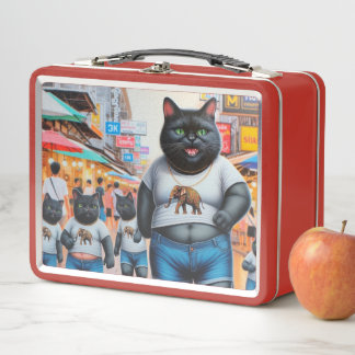 Katze mit Freunden in Thailand Metall Brotdose