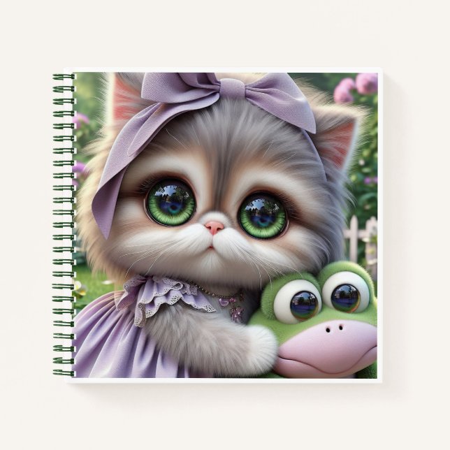 Katze mit Frosch, von Natasha Us   Notizbuch (Vorderseite)
