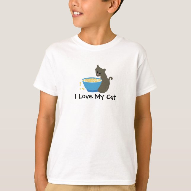 Katze mit Futternapf T-Shirt (Vorderseite)