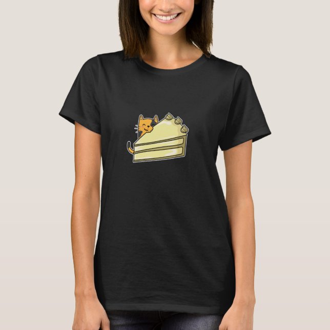 Katze mit Geburtstagskuchen T-Shirt (Vorderseite)