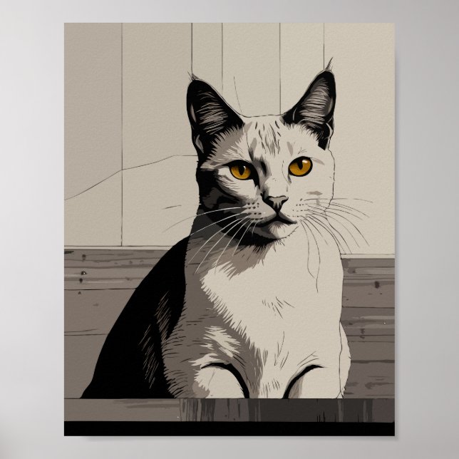 Katze mit gelben Augen Poster (Vorne)