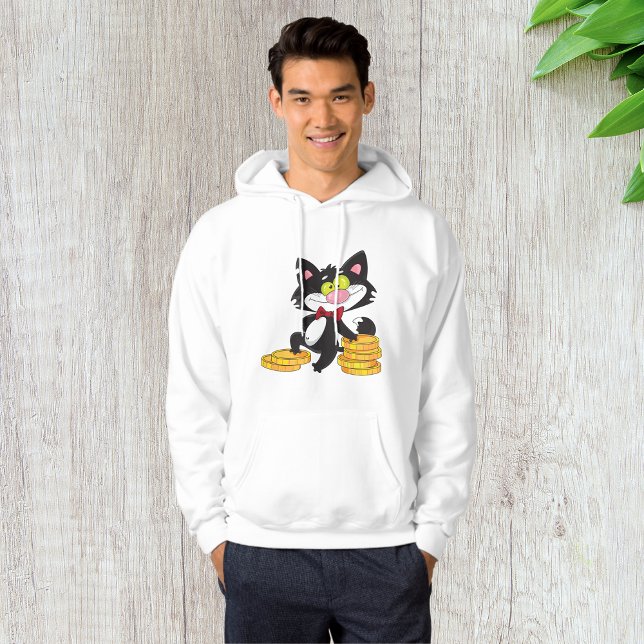 Katze mit Geld Mens Hoodie (Von Creator hochgeladen)