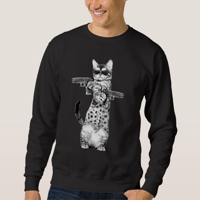 Katze mit Gewehren Sweatshirt (Vorderseite)