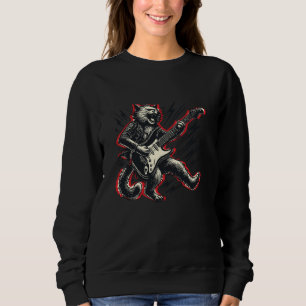 Katze mit Gitarre spielt Rock and Roll Musik Sharp Sweatshirt