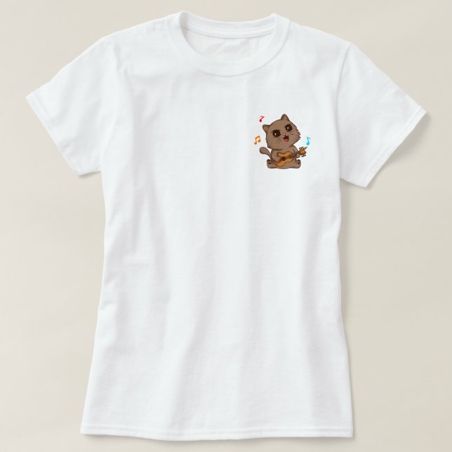 Katze mit Gitarre T-Shirt (Design vorne)