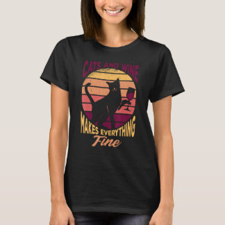 Katze Mit Glas Ich Katze Liebe Ich Katzen Macht Al T-Shirt