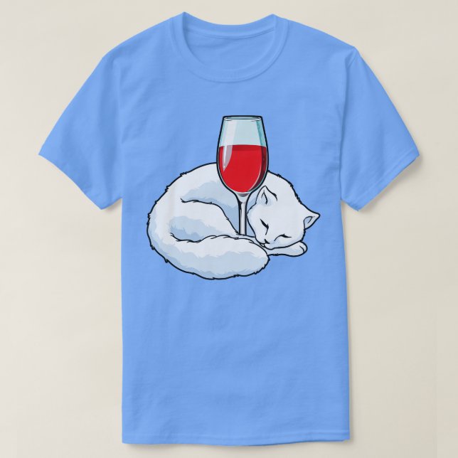 Katze mit Glas Rotwein 1 T-Shirt (Design vorne)