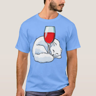 Katze mit Glas Rotwein 1 T-Shirt