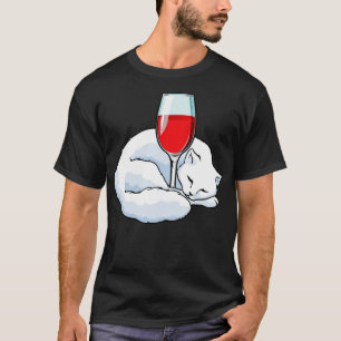 Katze mit Glas Rotwein T-Shirt
