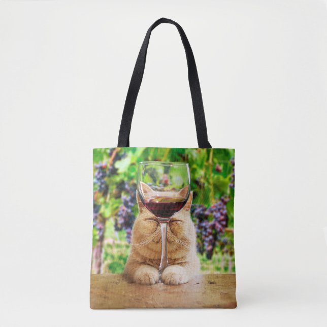 Katze mit Glas Wein (Vorderseite)