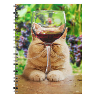 Katze mit Glas Wein Notizblock