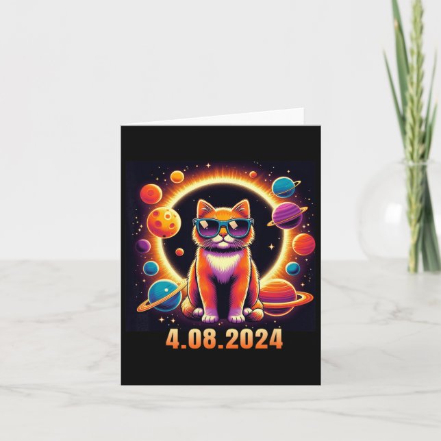 Katze mit Gles Solar Eclipse Karte (Vorderseite)