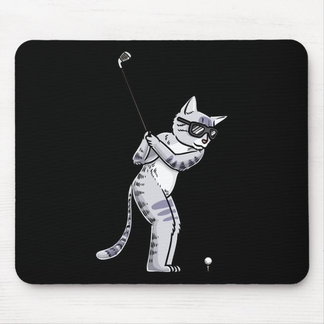 Katze mit Golf Club Golfplatz Golfer Mousepad (Vorne)