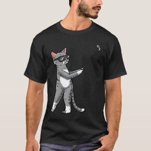 Katze mit Golfschläger Golfen Golfer Golfspieler T-Shirt