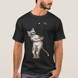 Katze mit Golfschläger Golfspielender Golfspieler T-Shirt