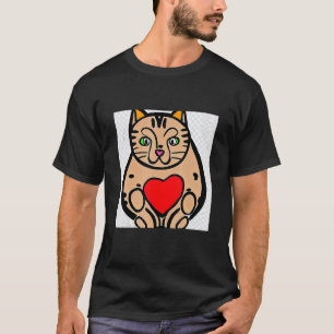 Katze mit großem Herzen Süße Vintage-Kätzchen T-Shirt