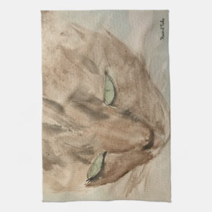 Katze mit grünen Augen Teetuch Geschirrtuch